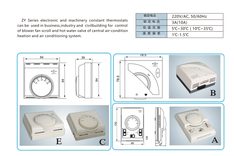 Room Mechanical Central Air Conditioner Thermostat Floor Heating Room Thermostat White Plastic