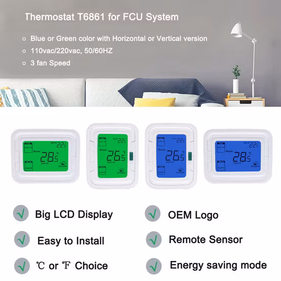110V 220V Honeywell Digital controlador de temperatura de refrigeración de habitación termostato de bobina de ventilador T6861 para aire acondicionado Central
